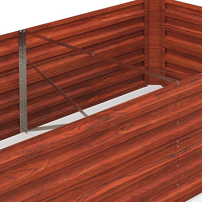 Outsunny Galvanized Raised Garden Bed Kit with Reinforcing Bars, Large and Tall Metal Planter Box for Vegetables, Flowers and Herbs, 6' x 3' x 2', Dark Brown