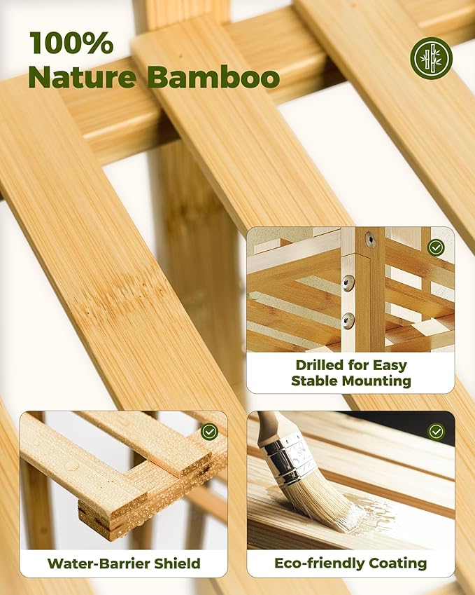 Bamworld Bamboo Plant Stand with Grow Light 6 Tiered Plant Shelf Indoor Outdoor Corner Plant Rack for Multiple Plants Flower Stand Plant Holder for Living Room Bedroom Balcony Patio Garden 48 Inch Natural