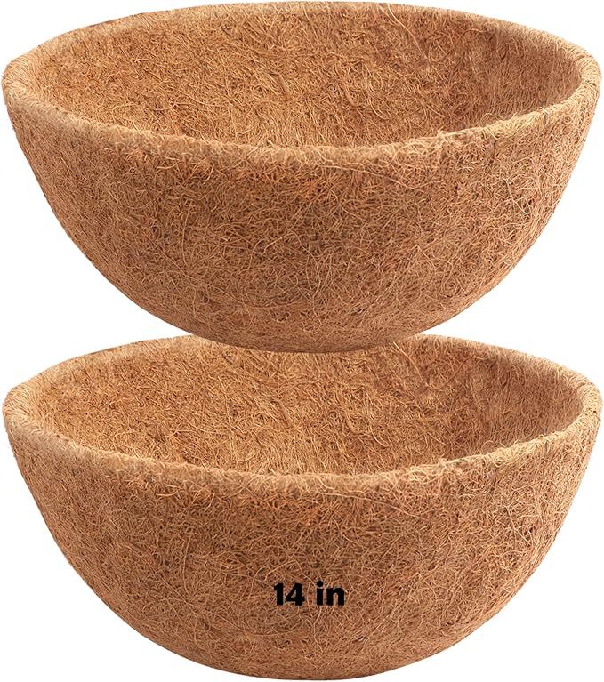 Y&M 2PCS 14" Round Coconut Fiber Liner Pre-Formed Replacement for 14'' Hanging Basket