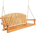 Outdoor Porch Swing Front Porch Hanging Wooden Bench Swing 3 Seat Chair for Garden, Patio, Backyard, Playground, Log Wood 800Lbs, 5 Ft, Lightly Toasted