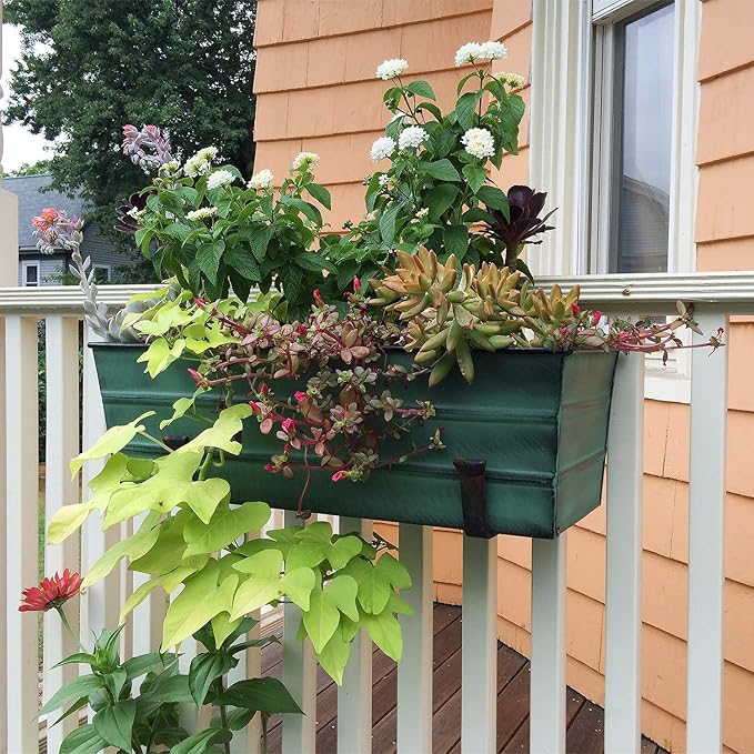 Achla Designs Galvanized Window Flower Box Planter-Green-Medium (24" L x 9.5" W x 7.5" H)