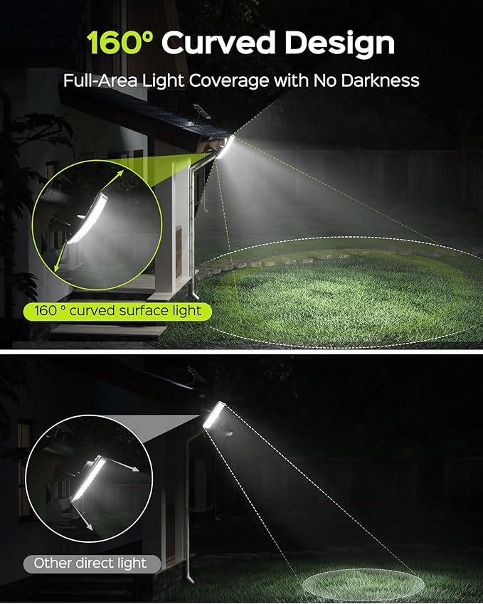 JACKYLED Solar Lights Outdoor Waterproof, Motion Sensor Security Flood Lights Convex Lens Amplified 50% Brighter with 16.4ft Extension Cord, Security Light for Barn, Porch, Backyard,2-Pack