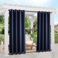 NICETOWN 2 Panels Outdoor Curtains for Patio Waterproof, Rustproof Top and Bottom Grommet Windproof Drapes Thermal Insulated Blackout Outdoor Blinds for Porch/Gazebo, W52 x L84, Navy Blue