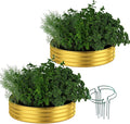 Galvanized Metal Planter Round Raised Garden Bed Kit for Gardening Outdoor Galvanized Planter Outdoor 2PC Gold 2X2X1FT