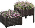 Outsunny 2 Piece Raised Garden Bed with Legs, Planter Box Raised Bed to Grow Flowers, Herbs & Vegetables, Brown