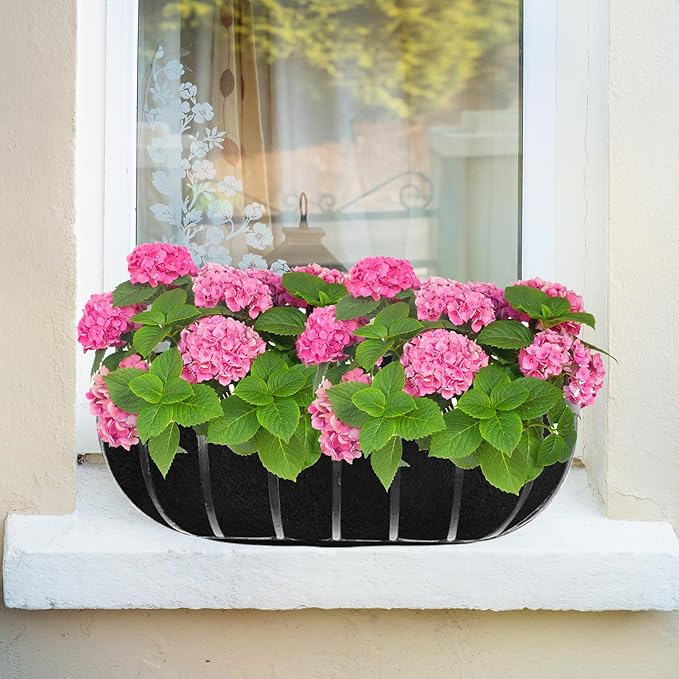2PCS 30Inch Upgraded Planter Basket Liners Fabric Window Box Liners Felt Trough Planter Black Flower Basket Liner Non-Woven Hanging Plant Liner for Planters Garden Fence - Avoid Bird Nesting