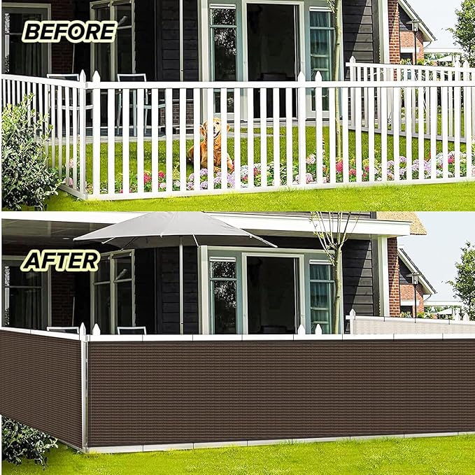 LOVE STORY 3'x6' Brown Balcony Screen Privacy Fence Cover UV Protection (HDPE) Weather-Resistant 3 FT Height Shield for Deck, Patio, Backyard, Outdoor Pool, Porch, Railing