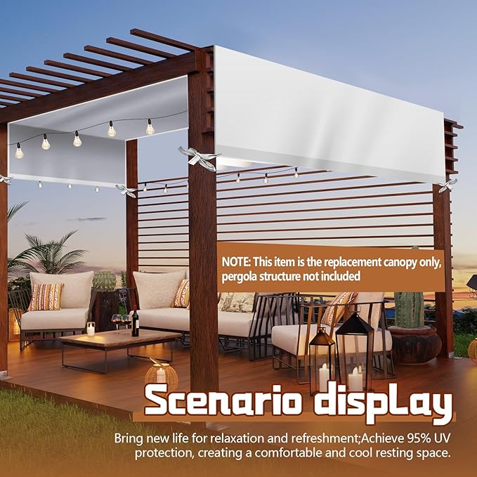 Universal Pergola Replacement Canopy Outdoor Canopy Shade Cover Waterproof Shade Top Cover for Outdoor Patio Porch Backyard(10 x 10 ft,Beige)