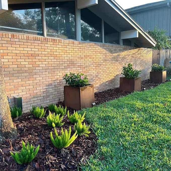 Corten Steel Planter Box Metal Planters Square Outdoor Steel Planter Cube Rustic Flower Pot 16 Inch for Commercial Residential Garden Patio and Backyard