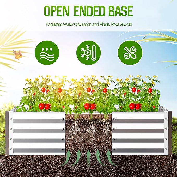 Highpro Galvanized Raised Garden Bed Kit, 4×2×1ft Planter Box for Outdoor Gardening and Planting, Large Bottomless Metal for Vegetables, Herb, Fruits, Flower, Silver