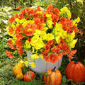 Artificial Flowers for Outdoors, UV Resistant Fake Silk Morning Glory, Realistic Faux Plants for Outside Porch Patio Window Box Hanging Planter (16, Orange Yellow)