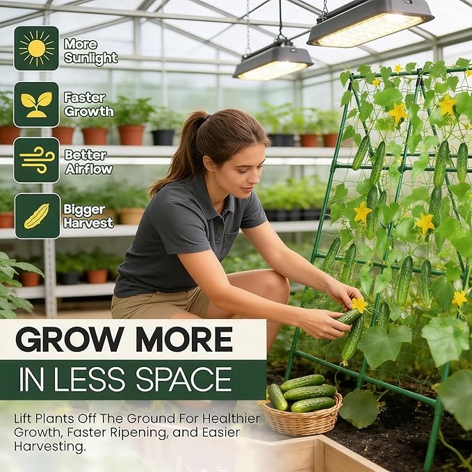 50x50 Cucumber Trellis for Raised Bed - A Frame Garden Trellis for Climbing Plants Outdoor - Cucumbers, Pea, Zucchini, Squash,Tomato, Green Bean, Vine, Watermelon, Melon, Pumpkin
