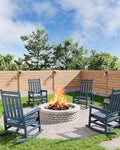 GarveeLife Poly Lumber Rocking Chair Outdoor Set of 4 - HDPE High Back Porch Rocker Chairs for Adults - All Weather Resistant Furniture for Patio - Navy Blue
