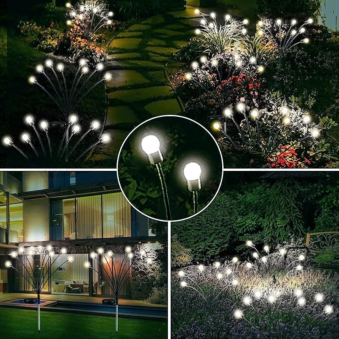6-Pack Garden Solar Lights, 48 LED Solar Lights Outdoor for Garden Decor, Waterproof Firefly Light Outdoor (Sway by Wind), Swaying Light for Outside Yard Pathway Landscape Decorations (Cool White)