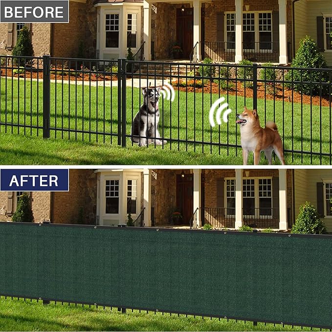 WINDSCREEN4LESS 6' x 3' Privacy Fence Screen in Green W/ Brass Grommet 85% Blockage Windscreen Outdoor Mesh Fencing Cover Netting 150GSM Fabric - Custom Size