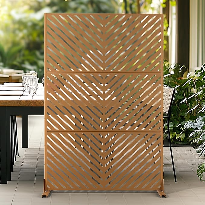 Outdoor Privacy Screen,72" H×47" W Metal Privacy Screen, Freestanding Privacy Fence Panels for Patio