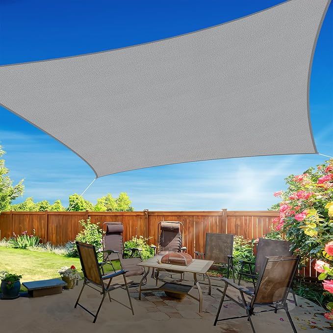 12'x12' Sun Shade Sail, UV Protection Outdoor Shade, Curved Tear Resistant Heavy Duty Sun Shade for Patio Garden, Backyard, Deck, Car Port, Playground, (Grey)