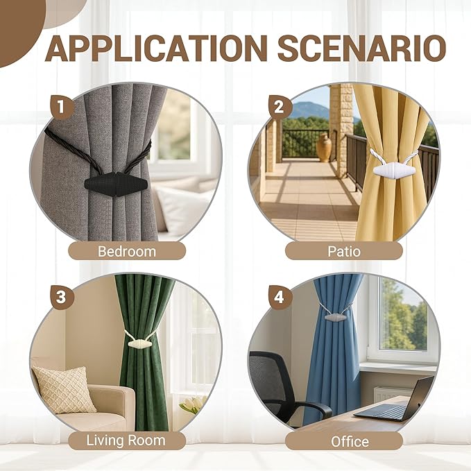 Hion Magnetic Curtain Tiebacks Gray Blue 2pcs, Curtain Tiebacks Buckles Holdbacks Holders Hooks Clip for Home Bedroom Office Decorative Curtain