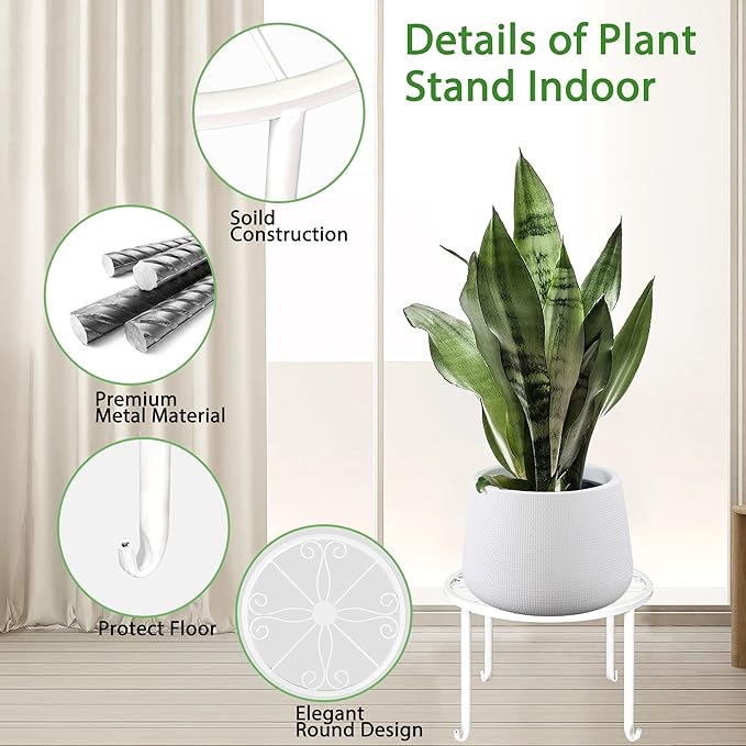 Plant Stands 5 Pack White Metal Plant Stand for Outdoor Indoor Plants Heavy Duty Flower Pot Stands for Multiple Plants Rustproof Iron Round Plant Shelf for Planter Potted Plant Holder for Garden Home
