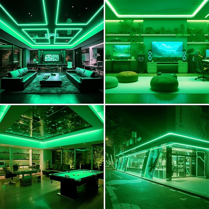 AC 110V COB LED Strip Lights Outdoor Waterproof 65.6ft, Green Super Bright 200W LED Rope Light, IP65 Flexible Cuttable, for Bedroom Garden Commercial House Gaming Room Decor