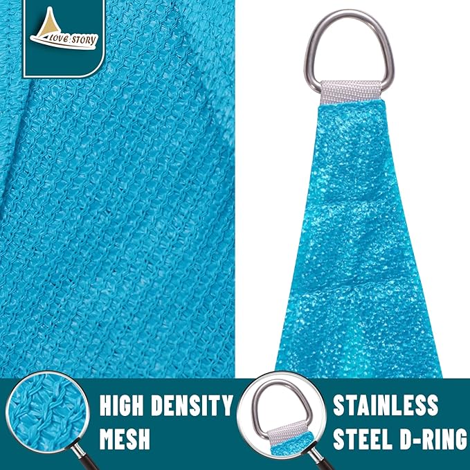 LOVE STORY Custom Size 5'x7'x8.6' Turquoise Blue Sun Shade Sail Right Triangle Sunhsade Fabric Awning Canopy for Patio Backyard Carport Pergola (Customized)