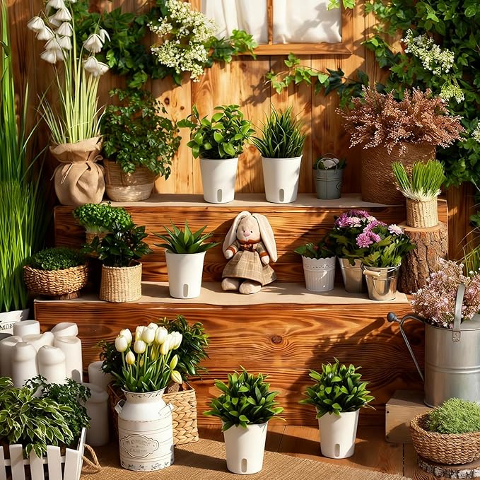 20 Pcs 3 Inch Self Watering Pots for Indoor Plants, White Plastic Self Watering Planters with Wicking Rope Visual Water Level & Vent Holes for Succulents, Flowers Indoor Outdoor