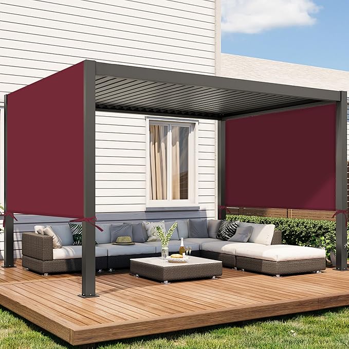 17x6.8 Ft Universal Pergola Replacement Canopy, Outdoor Canopy Shade Cover(Cover Only) (Red)