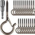 36 PCS Q-Hanger Hooks, Screw Hooks for Outdoor String Lights, Safety Buckle Design Cup Eye Hook for Hanging Christmas Lights, Plants, Mounted on Wall Ceiling, Include 1 Wing Nut Driver, Copper