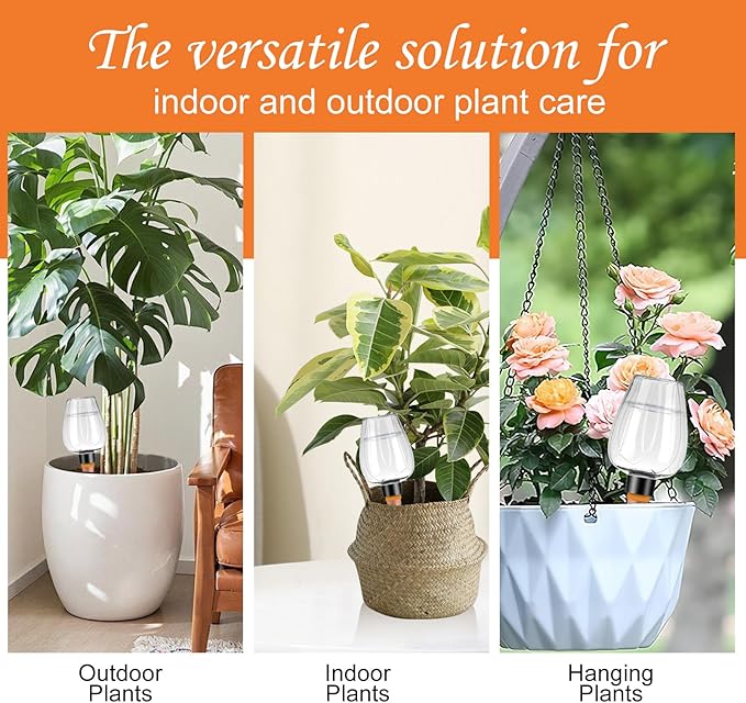 8 Pcs Plant Watering Globes Self Watering Planter Insert Plants Top Fill Water Device Plastic Water Bulbs Slow Release Terracotta for Plants, Clear
