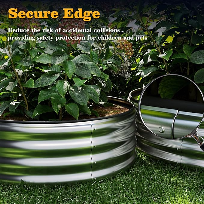 Galvanized Metal Planter Raised Garden Bed Kit for Gardening Outdoor Garden Box Raised Flower Bed 2PC Green 3X3X1FT