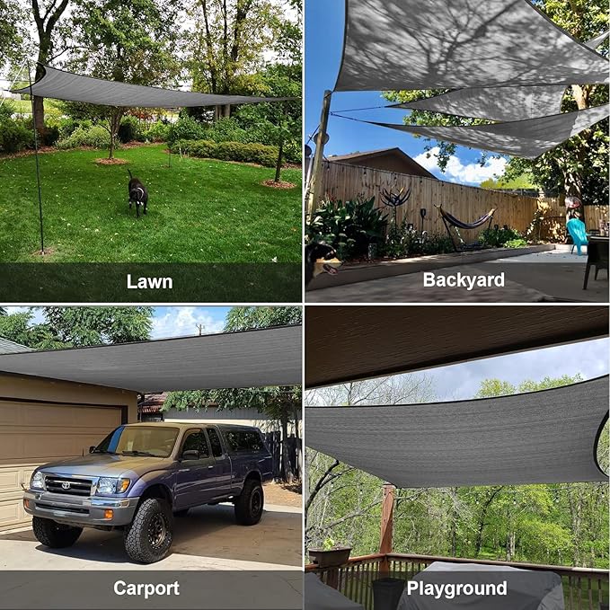SUNLAX Large Sun Shade Sail 20' x 23' Dark Grey Rectangle Canopy Sail Shade Cover UV Block Permeable Sunshade Outdoor for Patio Backyard (We Make Custom Size)