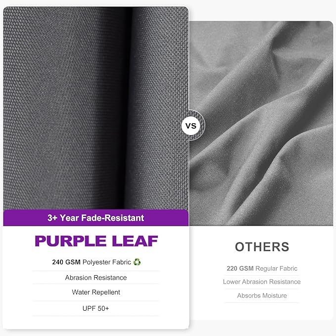 PURPLE LEAF 10 Feet Patio Umbrella with Base Outdoor Cantilever Solar Powered LED Swivel Square Umbrella Aluminum Offset Umbrella with 360-degree Rotation for Garden Deck Pool Patio Light Grey