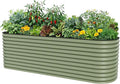 32" Extra Tall Raised Garden Bed Kits, 4 x 8 x 2.7ft Raised Planter Box Outdoor, 2.5 x 9.5 x 2.7ft Deep Root 10 in 1 Modular Metal Raised Beds for Gardening Vegetables Flowers Fruits - Olive Green
