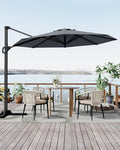 GarveeLife 10 ft Patio Umbrella Outdoor Large Cantilever Umbrella Market Sun Shade Windproof Offset Umbrella with 360-Degree Rotation for Garden Deck Pool Patio, Grey