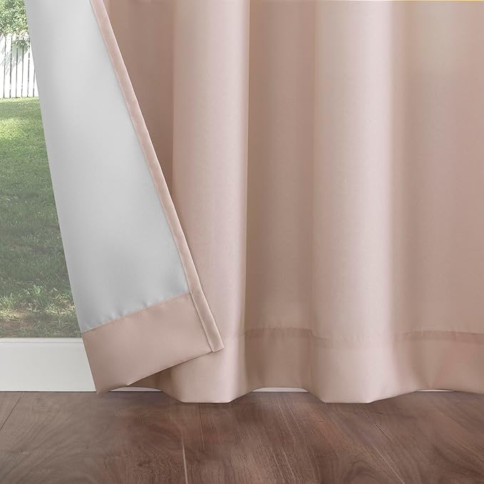 Sun Zero Marina Indoor/Outdoor UV Protectant Energy Efficient Grommet Curtain Panel, 54" x 95", Rose Quartz