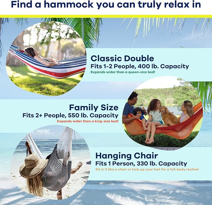 Handwoven Hammock by Yellow Leaf Hammocks - Double Size, Fits 1-2 PPL, 400lb max - Weathersafe, Super Strong, Easy to Hang, Ultra Soft, Artisan Made - Color: Turquoise - Black -White