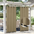 Easy-Going Linen Look Outdoor Curtains Waterproof Windproof Porch Curtains, Soft Thicken Outdoor Privacy Curtains for Patio, Gazebo, Grommet Top and Tab Bottom Drape, 1 Panel, 54x108 inch, Khaki