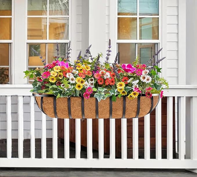 Y&M 48" Coco Liner for Window Box Deck Basket Planter Trough Coconut Fiber Liners, 2pcs Trough Coco Liner Pre-Formed Replacement