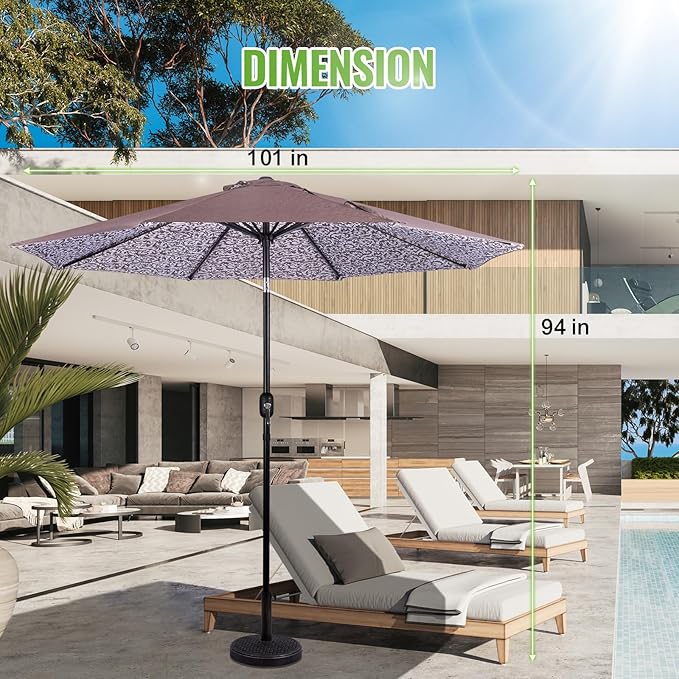 Backyard Expressions 9 ft. Patio Umbrella, Market Table Umbrella w/Tilt and Crank, 8 Ribs