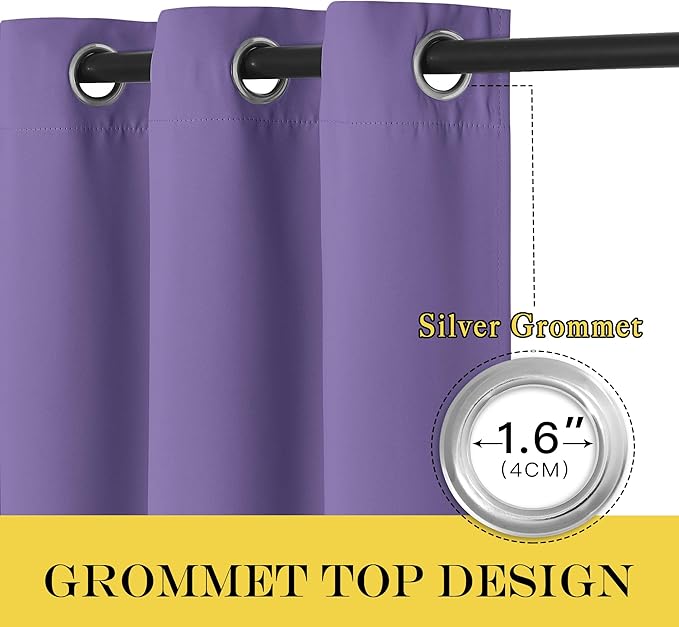 NICETOWN Blackout Patio Curtains 100 x 144 Inches Long for Sliding Door Extral Wide Blackout Curtain Panels Thermal Insulated Room Divider - Grommet Top, 100" W x 144" L, 1 Panel, Lilac Purple