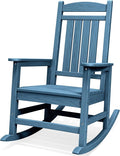 SERWALL Oversized Outdoor Rocking Chair, All-Weather Patio Rocking Chair, HDPE Porch Rocker for Adults, Blue
