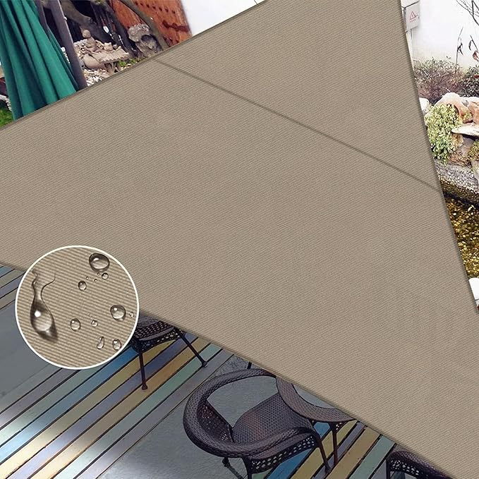 LOVE STORY Right Triangle 7'x10'x12.2' Waterproof Sun Shade Sail Canopy UV Block for Outdoor Patio Backyard Carport,Taupe(We Make Custom Size)