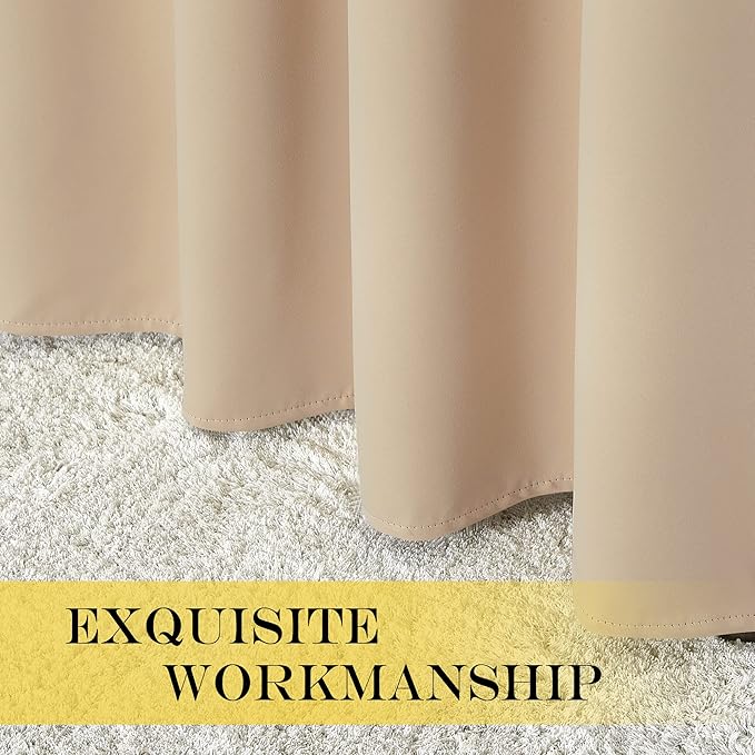 NICETOWN 80 inch Curtain Privacy for Doorway - Thermal Insulated Grommet Window Treatments Room Darkening Sound Reducing for Bedroom/Home Office (Biscotti Beige, 1 Panel, W46 x L80)
