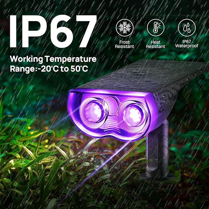 Consciot Solar Spot Lights Outdoor, Halloween Decorations 22 LEDs IP67 Waterproof Color Changing Solar Outdoor Lights, 8 Colors, 2-in-1 Adjustable Wall Lights for Garden Yard Pathway, 4 Pack (RGB)