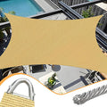 20' x 20' Sand Rectangle Sun Shade Sail Outdoor Canopy Awning UPF50+, 95% UV Blockage, Sunshade with High-Strength Steel Cable Edges for Outdoor Patio Garden Backyard