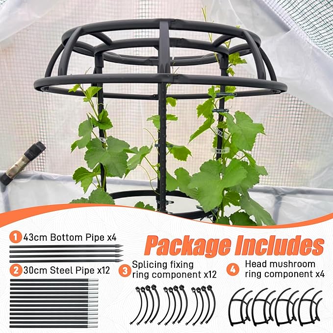 65 Inch Garden Trellis for Climbing Plants Outdoor, Mushroom Top Trellis for Potted Plants, Vines, Roses, Clematis, and Vegetables, Plant Trellis Support 2 Pack