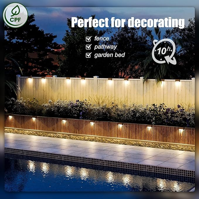 SOLPEX Solar Deck Lights Outdoor 16 Pack, Solar Step Lights Waterproof Led Solar lights for Outdoor Stairs, Step , Fence, Yard, Patio, and Pathway(Warm White)