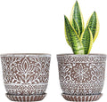 Gepege 6 Inch Ceramic Planter, Plant Pot with Drainage Holes and Saucers for Indoor Plants, Small Flower Pot, Birthday for Women Mom