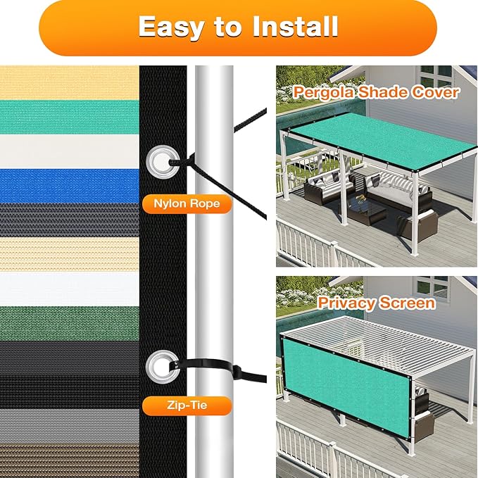 Artpuch Outdoor Pergola Shade Cover 6' X 24' Sun Shade Cloth with Grommets, 90% UV Protection Canopy Patio Privacy Screen (Customized Available) GN107, Turquoise