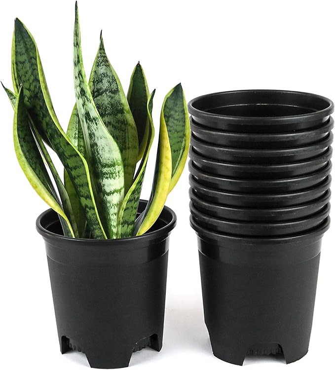 4.5 Inch Nursery Pot Plastic Planters for Outdoor Indoor Plants Gardening Flower Pots 0.35 Gallon 10-Pack Black Pot Liners with Drainage Holes